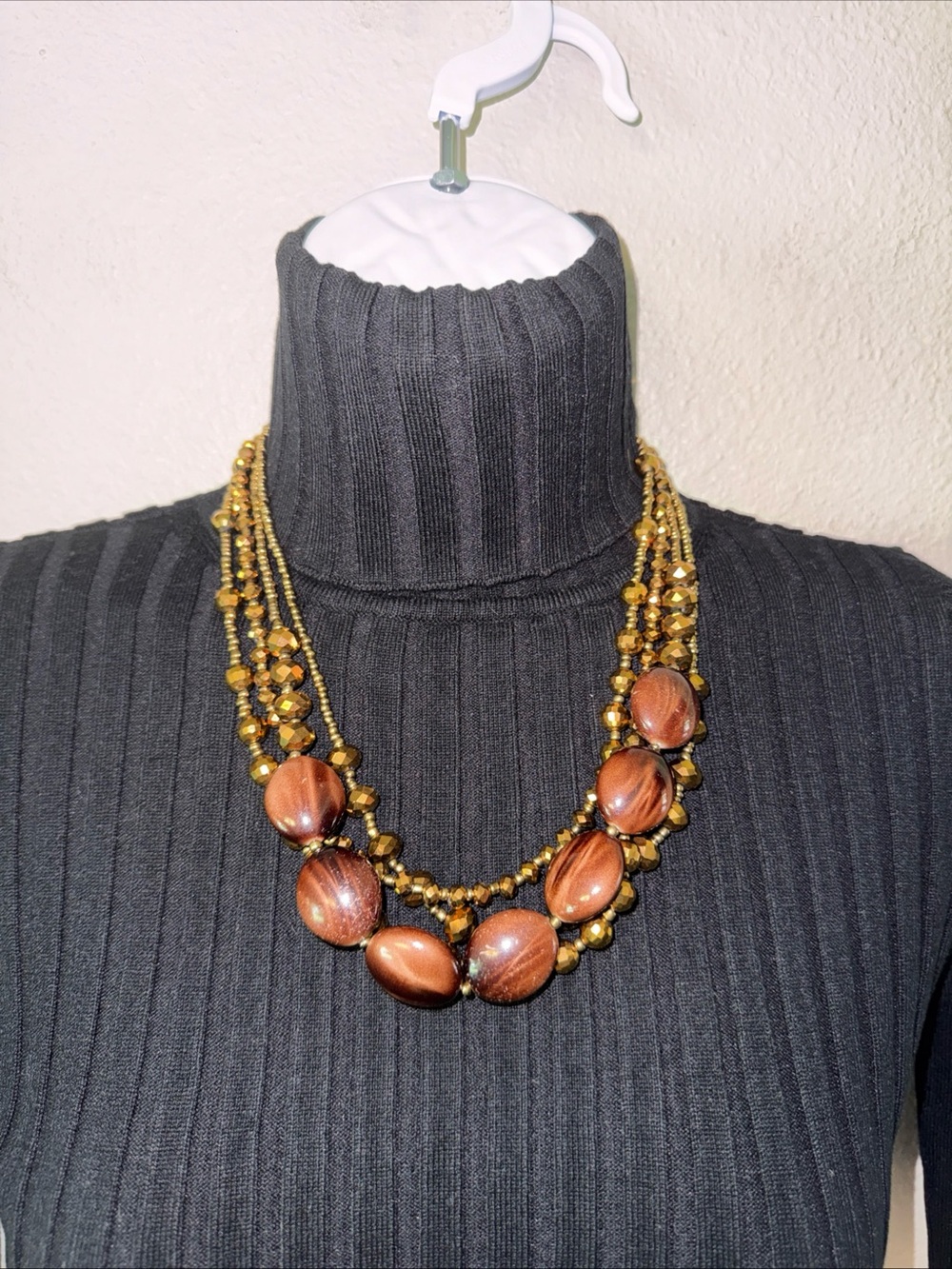 Boutique Gold Beaded Four Strand Fashion Necklace